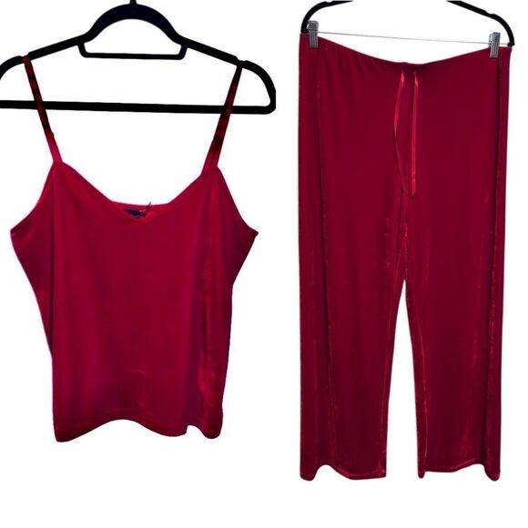NWT- Pajama Gram- Women’s Red Velvet Camisole & Pants Sexy Pajama Set, Size Lg - Picture 1 of 11
